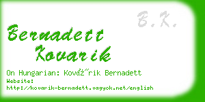 bernadett kovarik business card